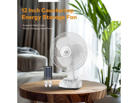 itel Rechargable Solar Desk Fan with 2 Bulbs-Enugu-Ezike, Enugu State - 2/3