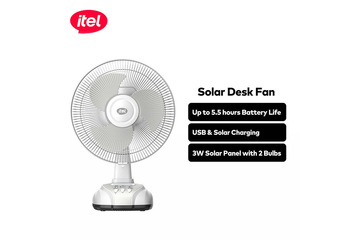 itel Rechargable Solar Desk Fan with 2 Bulbs-Kanke, Plateau State